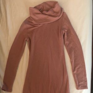 Blush pink Turtle neck dress with long sleeves.